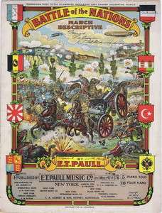  the Nations March Descriptive, E. T Paull, Vintage Sheet Music, 1915