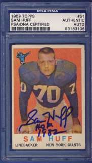 1959 Topps Sam Huff Giants #51 Signed Card PSA/DNA  