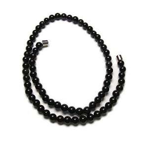  Blackstone 6mm Bead Choker Necklace with Magnetic Snap 