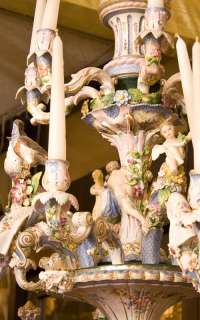  Neoclassical Rococo Revival Figural Berlin Porcelain Chandelier  