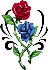TRIBAL BLUE RED ROSE Awesome Temporary Tattoo LARGE  