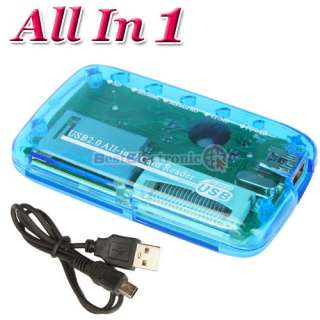 USB 2.0 MMC/CF/SD/MS All in 1 Memory Card Reader Blue  