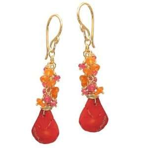   Earrings Clusters of ruby, mandarin garnet, and red coral Jewelry