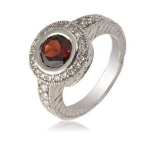 00cttw Garnet and Natural White Round Diamond (SI Clarity, GH Color 