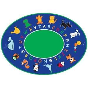  Learning Rugs CPR40 Oval ABC Animals Oval Kids Rug Size 