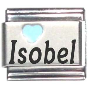  Isobel Light Blue Heart Laser Name Italian Charm Link 