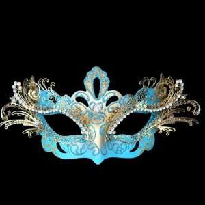  Sky Blue Decorative Metal Venetian Half Mask
