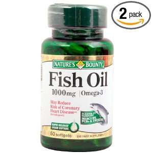  Natures Bounty Fish Oil, 1000 Mg, 50 Soft Gels (Pack of 2 