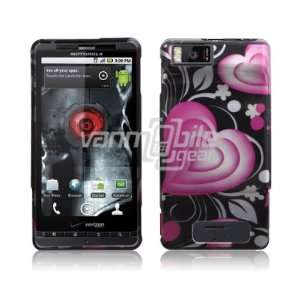  Motorola Droid X2   Black/Pink Hearts Design Hard 2 Pc 