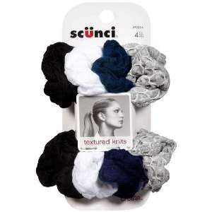  Pack of 4 Hair Scunchies   Textured Knits By Scunci 