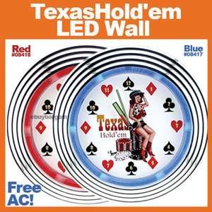 Blue Poker Texas Holdem Wall LED Clock 