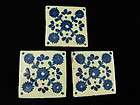 vintage mexican ceramic tiles handmade painted terracotta set 3 blue