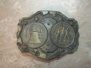 LEWIS Vintage Belt Buckle BICENTENNIAL Liberty Bell DRUM & FIFE USA 