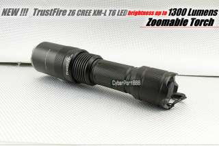 TrustFire Z6 1300Lm CREE XM L T6 LED Flashlight Torch Zoomable Zoom IN 