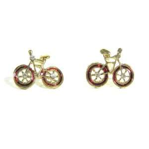   Red Fixie Velo Antique Crystal Mod Vintage Post Studs Fashion Jewelry