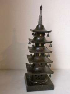 Japanese Wooden Temple Five Storied Pagoda Figurine  