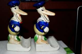 Pair Antique Bisque Long Billed 1930s Donald Duck Walt Disney 
