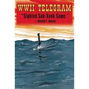   Paper poster printed on 20 x 30 stock. WWII Telegram