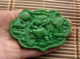 old green jade carved animal bird phoenix status pendant 9176  