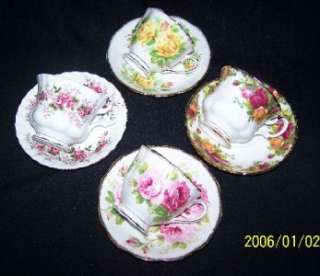   Vintage Bone China Royal Albert Teacups & Saucers,4 Different Roses