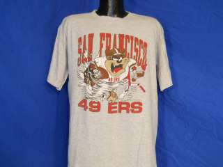 vintage SAN FRANCISCO 49ERS TAZMANIAN DEVIL FOOTBALL GREY 90S t shirt 