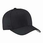   FlexFit Fitted Plain Baseball Style Wooly Twill Cap Hat   BLACK