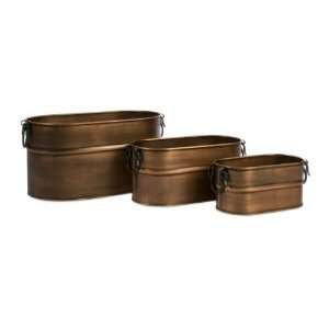  Tauba Oval Copper Planter with Iron Handles