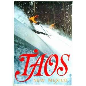  Vintage Ski Poster   Taos, New Mexico