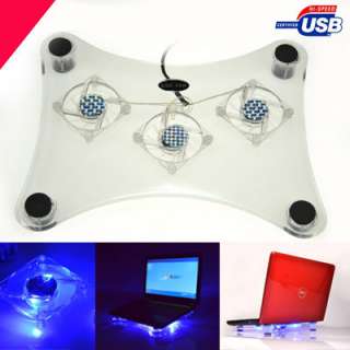 USB NOTEBOOK COOLER COOLING PAD 3 FANS FOR LAPTOP PC  