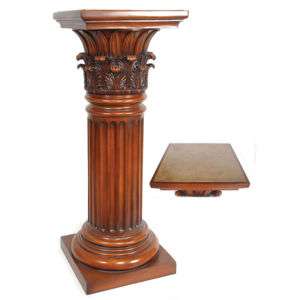 Mahogany Pedestal Column Fluted Plant Stand New Accent  