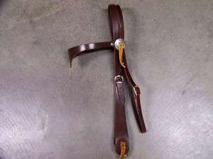 LEATHER HEADSTALL; V  BROWBAND; WIDE CHEEK   HORSE SIZE~~DARK RICH 