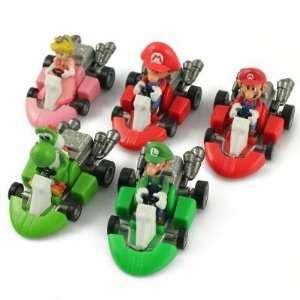  Super Mario Kart Cute Pullback Car Toys   5 Pieces 