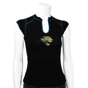  Jacksonville Jaguars Black Ladies V notch T shirt Sports 