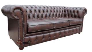 Chesterfield Traditional Budget 3 Seater Sofa Settee Antique Brown 