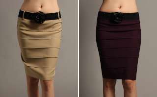 Gorgeous Bandage Stretch Straight Pencil Skirt w/Belt  
