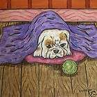 bulldog taking a nap dog art tile coaster gift