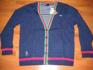Lifted Research Group Auto Pilot Cardigan Sweater Navy Blue 