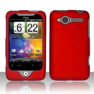  Red Rubberized Snap on Hard Protective Cover Case for HTC Wildfire 