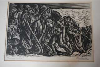   woodcut ca 1942 large image depicting the perpetual exodus of the jews