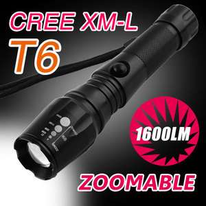  Lumen Zoomable CREE XM L T6 LED Flashlight Torch Zoom Lamp Light 18650