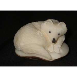  Ivory Arctic Fox Tagua Nut Figurine Carving, 2.4 x 2 x 1.2 