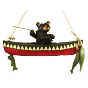  Fishing Black Bear in Canoe with Fish Charms Christmas 