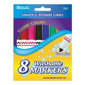  BAZIC 8 Color Broad Line Jumbo Washable Markers, Case Pack 