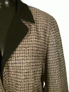 Coldwater Creek 16 Black Tan Ribbon Boucle Weave Jacket Tie Front 