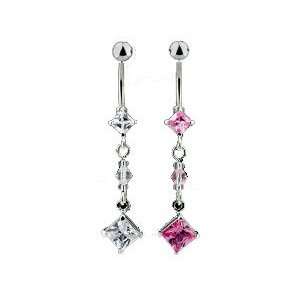  Baby diamond cut belly button ring Pink Jewelry