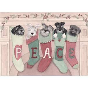 12 Christmas cards Schnauzers hung by the chimney with care / Lynch 