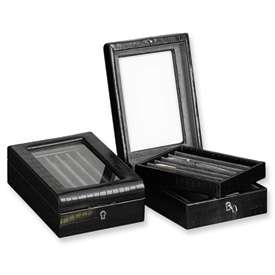 Nice New Black Leather Pen Display Box Office Accessory  