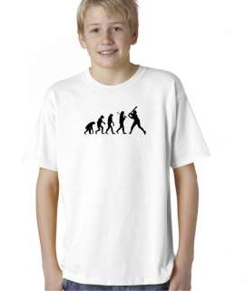 Kids Boys Childrens Evolution of Man Baseball Batting Sports T Shirt 