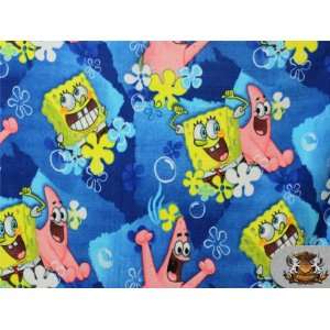  Fleece Printed *Spongebob Bubbles* Fabric / By the Yard 