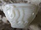 vintage macbeth evans white milk glass art deco swan song oval bowl 
